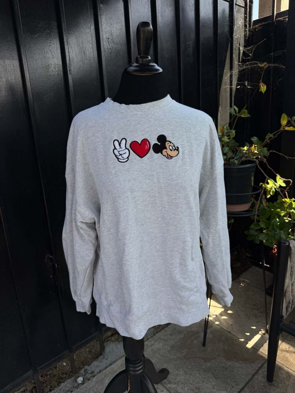 Disney Peace Love Mickey Mouse Sweatshirt Size XS Gray